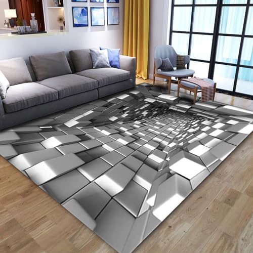 Dazzluxe 3D-Teppich Mit Optischer Täuschung, Vortex-Illusions-Bodenmatte, Moderner, Abstrakter, Rutschfester 3D-Teppich Für Türeingang, Badezimmer, Treppen, Spielzimmer, Wohnzimmer,L,80 * 120cm