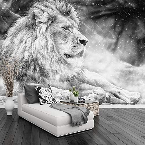 Der Schwarz-Weiße Löwe 3D Tapeten Wanddekoration Fototapete Sofas Wohnzimmer Wandbild Schlafzimmer-150cm×105cm