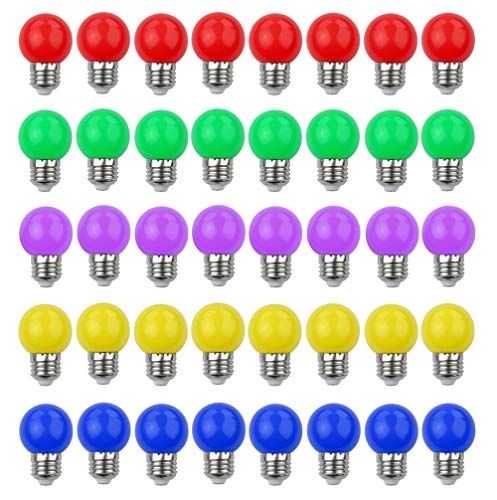 V-TOO LED Bunte E27 Farbige Glühbirnen 3W=30W Dekoratives Licht und Design 240 Lumens AC220V-240V Dekorationslampe Gemischte Farben Rot Gelb Blau Grün Lila - 40er Pack