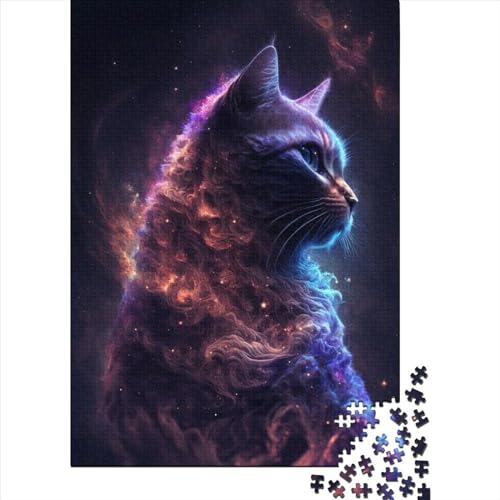 Holzpuzzle „Space Cat“ für Erwachsene und Jugendliche, 1000 Teile, Puzzle-Geschenke, ganze Familie und die (Größe: 75 x 50 cm)