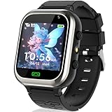 Smartwatch Kinder Telefonieren -Kinder Smartwatch mit SOS Schrittzähler Spiele Kamera Stoppuhr Wecker Touchscreen Taschenlampe Smartwatches Geburtstag für Jungen und Mädchen Geschenke(Black)