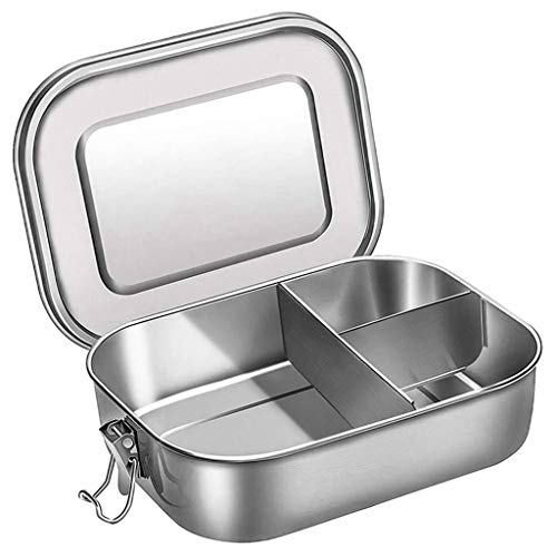 304 Edelstahl-Lunchbox, 3 Fächer, Metall-Lunchbehälter für Kinder und Erwachsene, 1,4 l, spülmaschinenfest