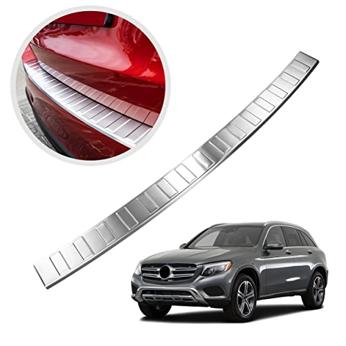 CHROMEMASTER | Ladekantenschutz Stoßstangenschutz Kompatibel mit Mercedes GLC SUV 2015-2019, 2019+; Gebürsteter Edelstahl, Silber Matt; Unsere Lackschutzleiste Sichert den Heckstoßfänger vor Kratzern