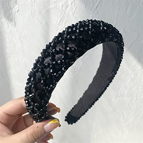 Haare, Kopfband, Haarreifen for Damen, süße Stirnbänder for Damen, Strass-Kristall-Stirnbänder for Damen, geflochtenes handgefertigtes Diamant-Stirnband(Black)