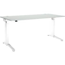 Schäfer Shop Genius Schreibtisch PLANOVA ERGOSTYLE, elektrisch höhenverstellbar, Rechteck, C-Fuß, B 1800 x T 800 x H 715-1182 mm, lichtgrau/weiß