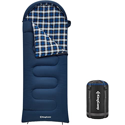 KingCamp Kinderschlafsack Cloud 300 Winter Decken Schlafsack XL Breit Baumwolle Deep Sky Blue Zipper Links