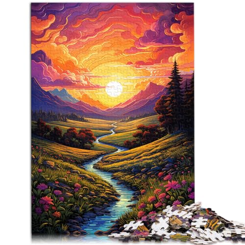 Puzzles für farbenfrohe, psychedelische Landschaftssonnenuntergänge, 1000 Teile, Puzzle aus Holz, Dekomprimieren, geistiges Lernspielzeug, 1000 Teile (50 x 75 cm)