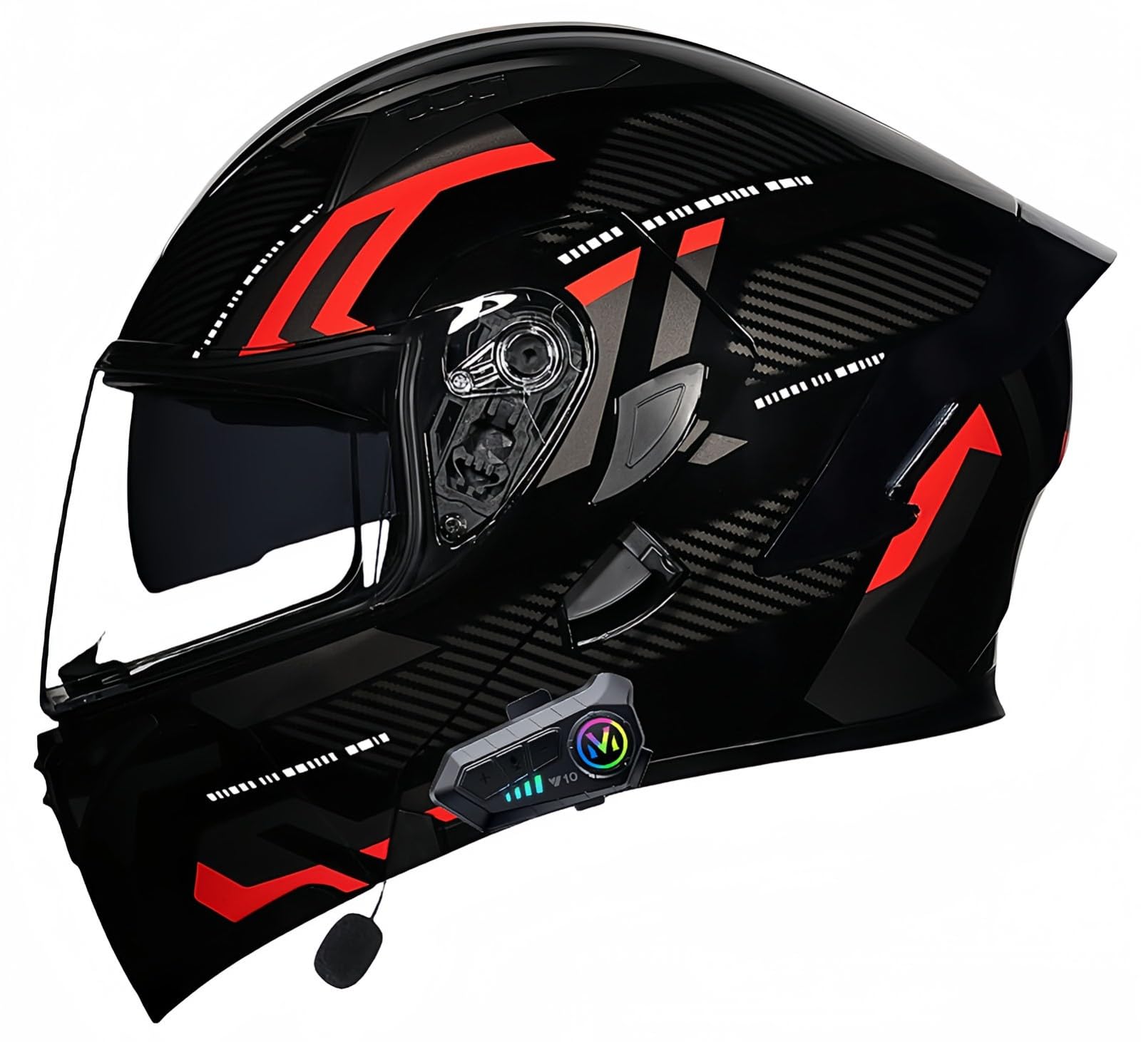 Bluetooth-Motorradhelm, ECE-geprüft, modularer Motorradhelm, für Herren und Damen, Integralhelm für Roller, Doppelvisier, für Erwachsene, Integralmotorrad Y,XXL60-61CM