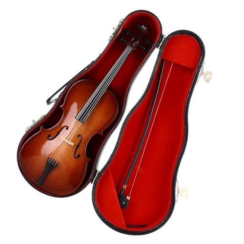 Ornamente für Musikinstrumente Mini-Cello-Modell, Miniatur-Cello Mit Ständer, Exquisites Und Zartes Bass-Musikinstrument Zur Dekoration