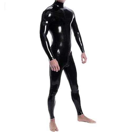 Sexy schwarzer Overall Bodysuit Erwachsener Latex Catsuit für Männer und Frauen Unisex Latex Anzug Body ohne Kapuze