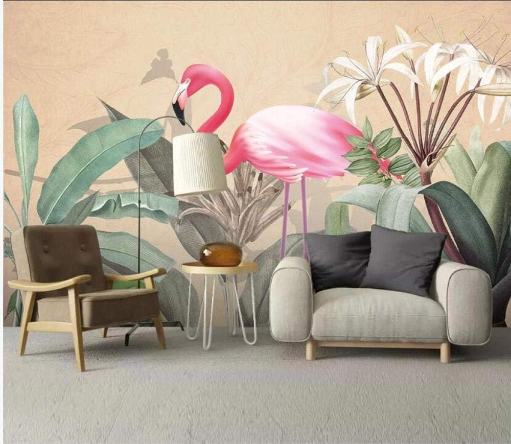 Pflanze Grünes Blatt Blume Flamingo 3D Tapete Poster Restaurant Schlafzimmer Wohnzimmer Sofa TV Dekorative Wand-400cm×280cm