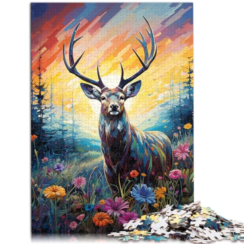 Puzzle, Lernspiele, Malen, Farbe, Hirsch, 1000-teiliges Puzzle für Erwachsene, Holzpuzzle für Familienspaß und Spieleabend, 1000 Teile (50 x 75 cm)