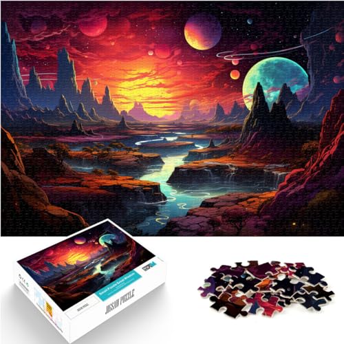 Puzzle-Geschenk „Psychedelische bunte Landschaft“, 1000-teiliges Puzzle-Spiel, Holzpuzzle ganze Familie und die 1000 Teile (50 x 75 cm)