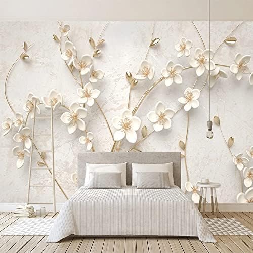 Schöne Pflaumenblüte Platin Blume Relief Wand 3D Tapeten Wanddekoration Fototapete Sofas Wohnzimmer Wandbild Schlafzimmer-400cm×280cm