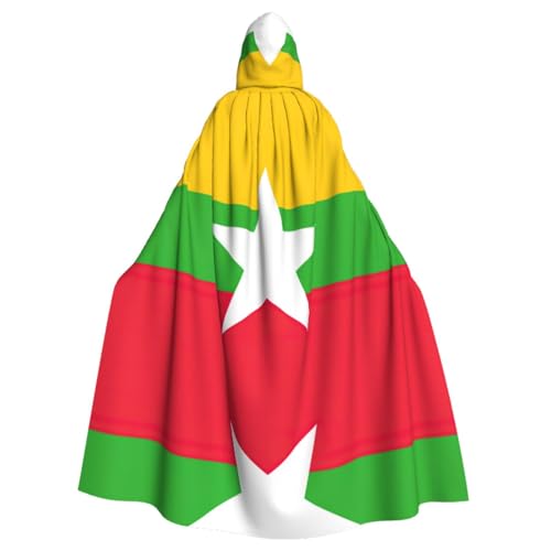 YQxwJL Halloween-Umhang mit Flagge von Myanmar, Herren, mit Kapuze, Renaissance-Umhang für Erwachsene, Cosplay, Hexenumhang