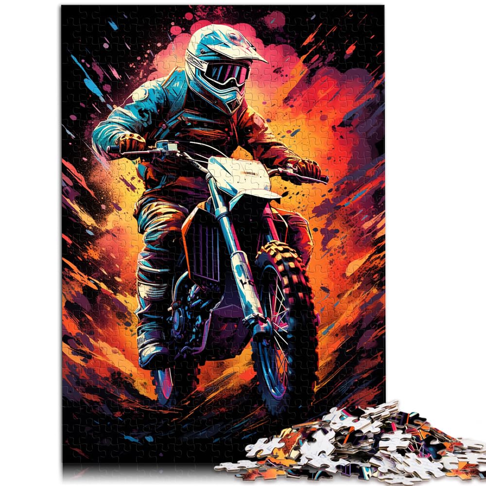 Puzzlespiele „Die farbenfrohe Psychedelia der Galaxy-Motorräder“ 1000-teiliges Puzzle für Erwachsene, Holzpuzzle zum Stressabbau, 1000 Teile (50 x 75 cm)