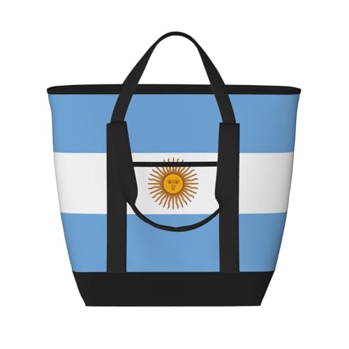 YQxwJL Isolierte Kühltasche mit argentinischer Flagge, großes Fassungsvermögen, Einkaufstasche, Reisetasche, Strand, wiederverwendbare Einkaufstasche für Erwachsene, Schwarz, Einheitsgröße