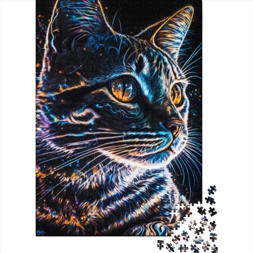 Schwieriges, anspruchsvolles Puzzle mit 1000 Teilen, Katzen-Verzerrungseffekt, Holzpuzzle für Erwachsene und Jugendliche, für anspruchsvolle Puzzlespiele und Familienspiele, 75 x 50 cm