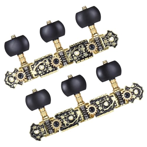 Strings Tuning Pegs Mechaniken Für Gitarre 2 Stück (L+R) Stimmnägel für klassische Gitarre, schwarz vergoldete Gitarrenkopfknöpfe