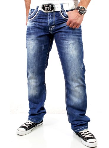 Cipo & Baxx Herren Straight Fit Jeans Simba blau W 38 L 32