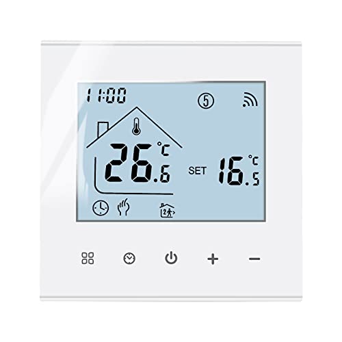 MincoHome Smart Thermostat Energie sparen WiFi Digitales Raumthermostat Fußbodenheizung Temperaturregler Kompatibel Amazon Alexa, Google Assistant (Weißes Warmwasserbereitung/Gas-Heizkessel)