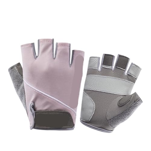 fitness-handschuhe Sommer Halbfingerhandschuhe aus Eisseide, atmungsaktiv, for Fitnessstudio, Fitness, Damen und Herren, Anti-Rutsch-Pad, Radfahren, fingerlose Handschuhe, Fahrradzubehör(Pink,M)