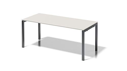 BISLEY Cito Schreibtisch, 740 mm höhenfixes U, H 19 x B 1800 x T 800 mm, Metall, Gw334 Dekor Grauweiß, Gestell Anthrazitgrau, 80 x 180 x 85 cm