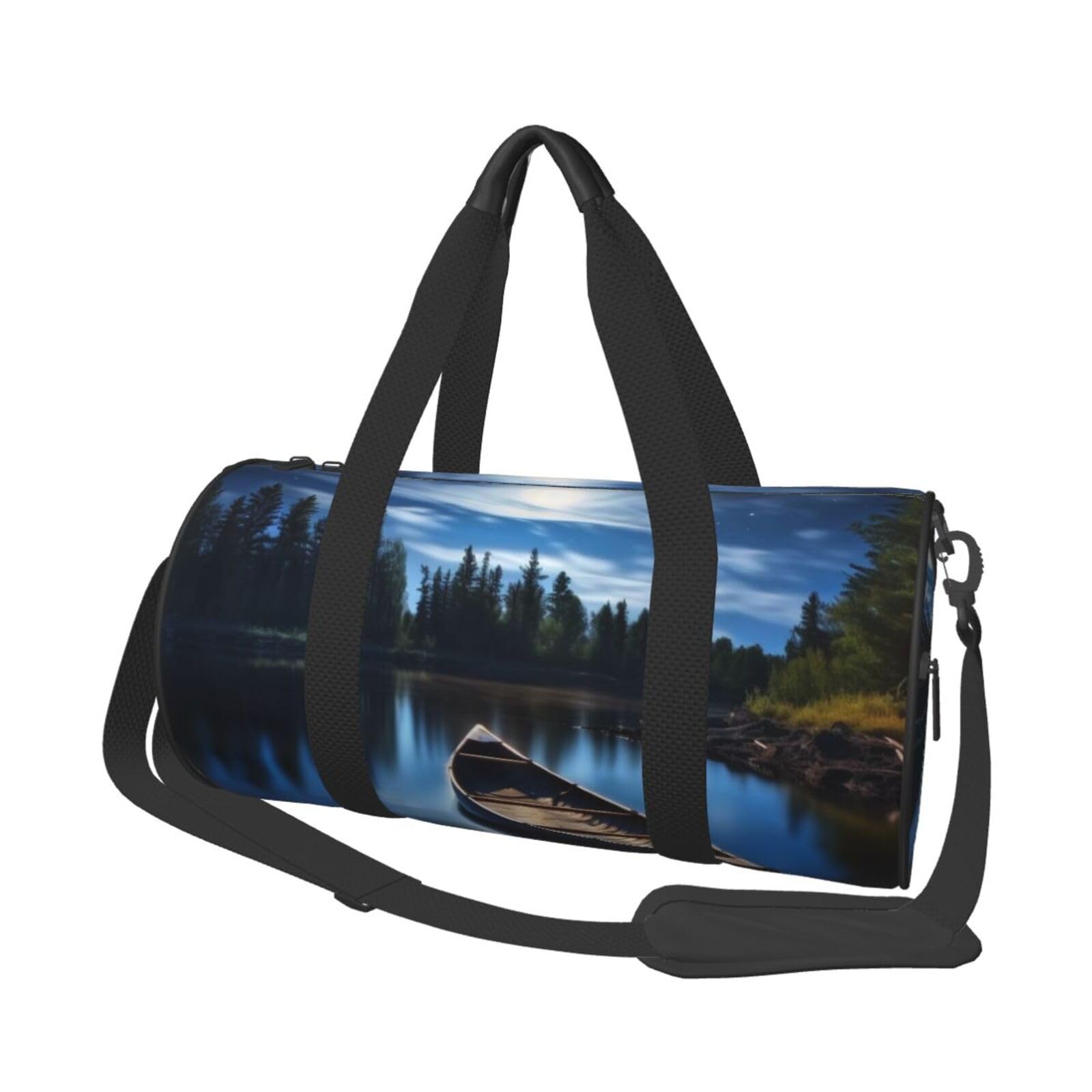 Robuste Reisetasche mit rosafarbenen und weißen Goldblumen, geräumige und stilvolle Tasche für alle Ihre Reisebedürfnisse, Moonlit Kanu Allagash River, Einheitsgröße