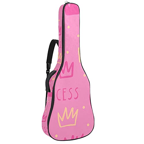 Tasche für Akustikgitarre mit mehreren Taschen Dicke Polsterung Wasserdichter Gitarrenkoffer Gig Bag 108,9x42,9x11,9 cm,Princess Pink