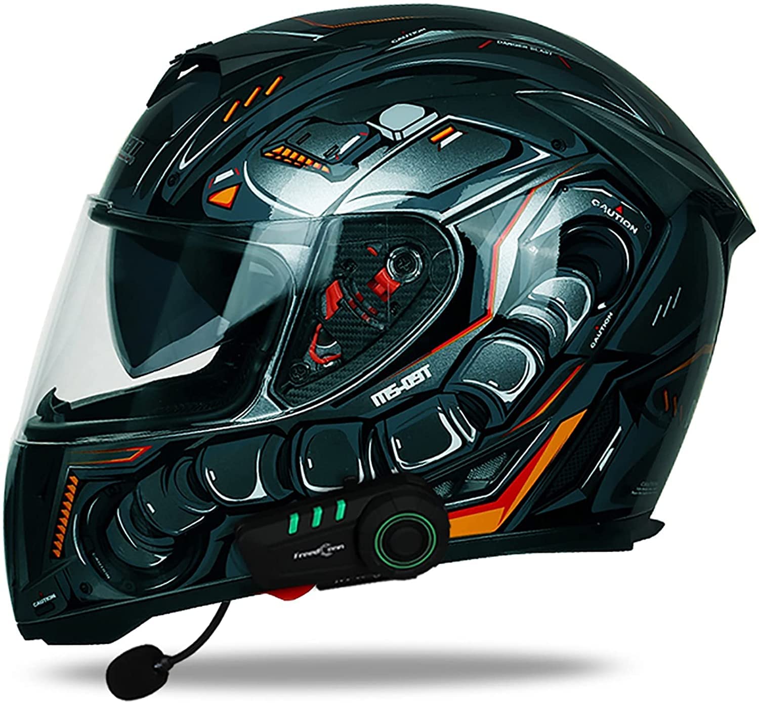 Bluetooth Motorradhelm Doppelvisier Integralhelm Damen Und Herren Mofahelme Klapphelm Mit Sonnenblende,DOT/ECE Zertifiziert Mit Eingebautem Mikrofon Für Automatische Beantwortung