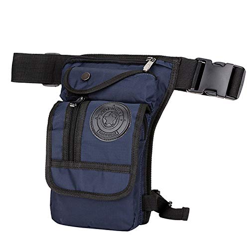 Motorrad Beintasche Motorrad Taille Tasche Mode Leinwand Drop Beinbeutel Muiti Funktionale Messenger Umhängetasche Motorrad Stil Tasche Motorrad Tasche Bein(Blue)