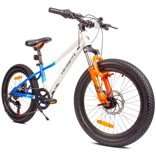 sun baby Jungenfahhrad 20 Zoll Verdant Jungen Bike Leicht Radgröße zur Auswahl 6 Gang Shimano Kinderfahrrad von 6 bis 10 Jahre verstellbare (Weiß Blau Orange)