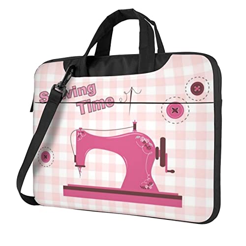 Tragbare Laptoptasche für Nähmaschinen, Vintage-Stil, Rosa, Schwarz , 33 cm