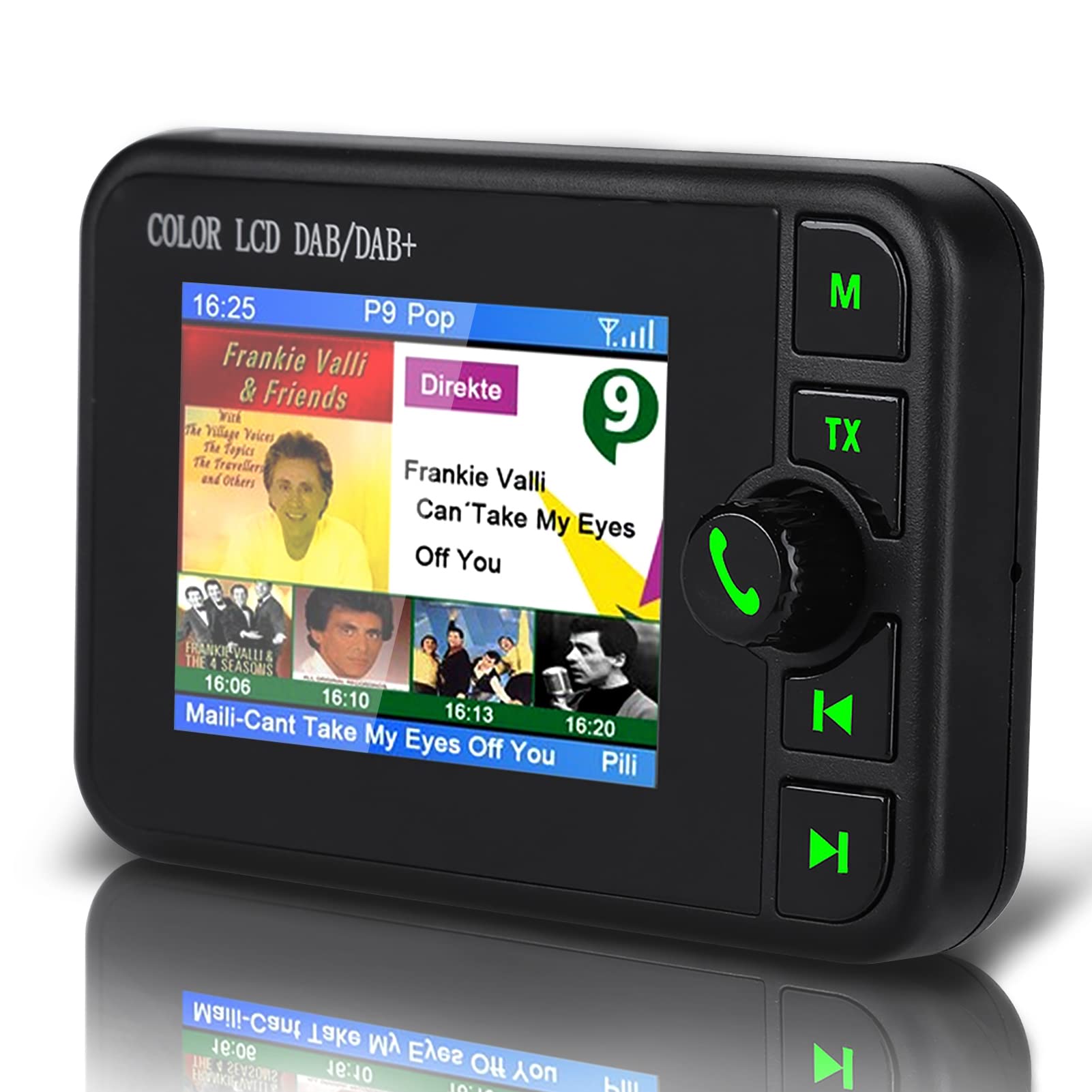 DAB/DAB+Autoradio Adapter,2,4" LCD Display mit Bluetooth Freisprecheinrichtung+DAB Transmitter+FM Transmitter + Aux in/Out + TF Karte Musik Spielen+KFZ Ladegerät