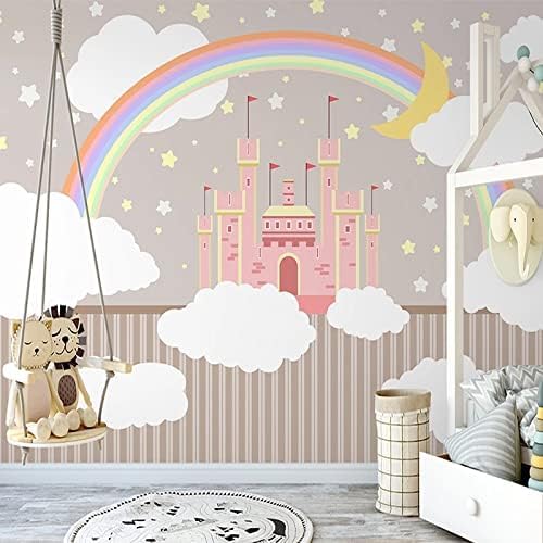 XLMING Handbemaltes Wolkenschloss Regenbogen Kinderzimmer 3D Tapete Home Dekoration Wohnzimmer Sofa Schlafzimmer Tv Hintergrund Wand-250cm×170cm