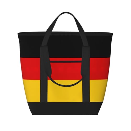 YQxwJL Isolierte Kühltasche mit deutscher Flagge, großes Fassungsvermögen, Einkaufstasche, Reisen, Strand, wiederverwendbare Einkaufstasche für Erwachsene, Schwarz, Einheitsgröße