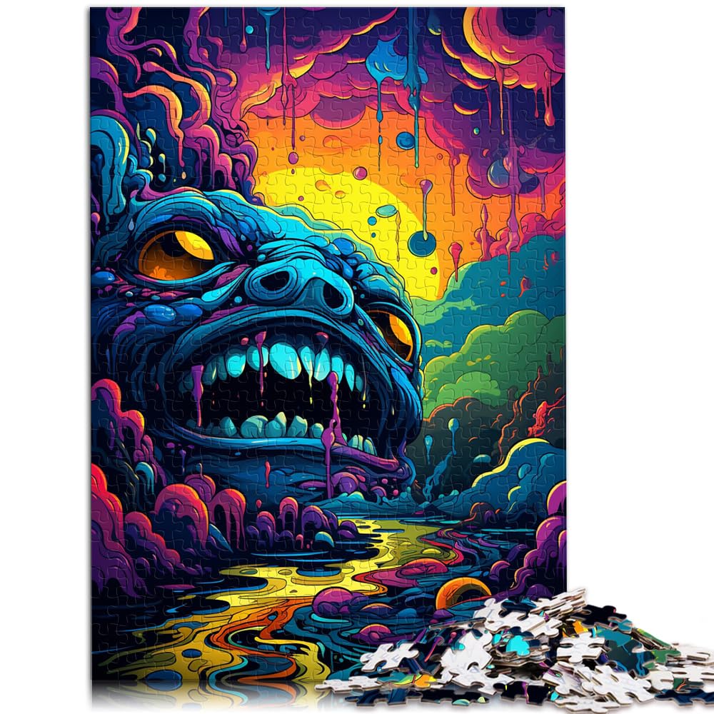 Puzzle, farbenfrohes psychedelisches böses Monster, 1000 Teile, Puzzle für Erwachsene, Geschenke, Holzpuzzle zum Stressabbau, schwierige Herausforderung, 1000 Teile (50 x 75 cm)