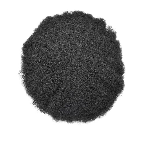 Perücke Männer Herren-Toupet, Afro-Locken, Herren-Perücken, atmungsaktiv, Mono-Oberteil und PU-Umfang, männliche Haarkapillarprothese, 15,2 cm, Ersatzsystem, Einheit, Echthaar-Perücke Toupet für Herre