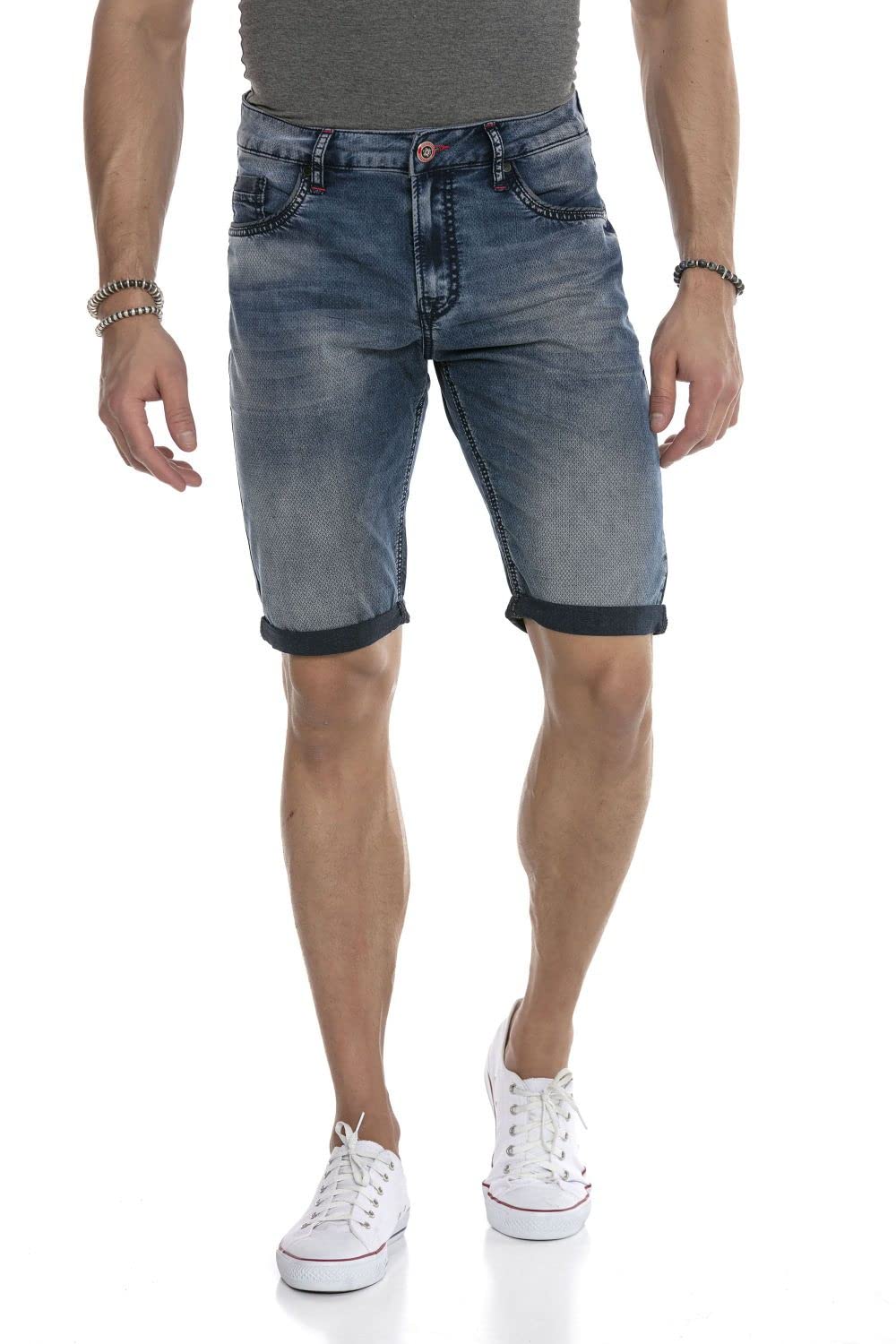 Cipo & Baxx Herren Jeansshorts Regular Fit Basic Denim Kurze Hose Freizeit Shorts Bermuda CK230 Blau 40