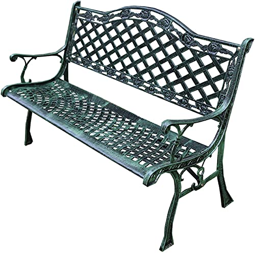 Außenbänke Parkbank Terrassengartenbank Hinterhofbänke, Außenparkgartenbank Terrassenbänke, Bänke aus Metallgusseisen sind korrosionsbeständige, rostfreie, im Retro-Stil Geschnitzte, dekorative 2-Sit