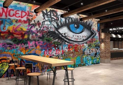 Graffiti Augen 3D Tapete Poster Restaurant Schlafzimmer Wohnzimmer Sofa TV Dekorative Wand-200cm×140cm