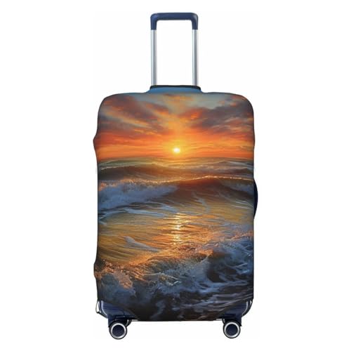 CSGJMYGS Sunset Seascape Gepäckabdeckungen für Koffer, waschbar, modisch, dehnbar, kratzfest, passend für 45,7 - 81,3 cm Gepäck, XL, Schwarz, XL, Schwarz , XL