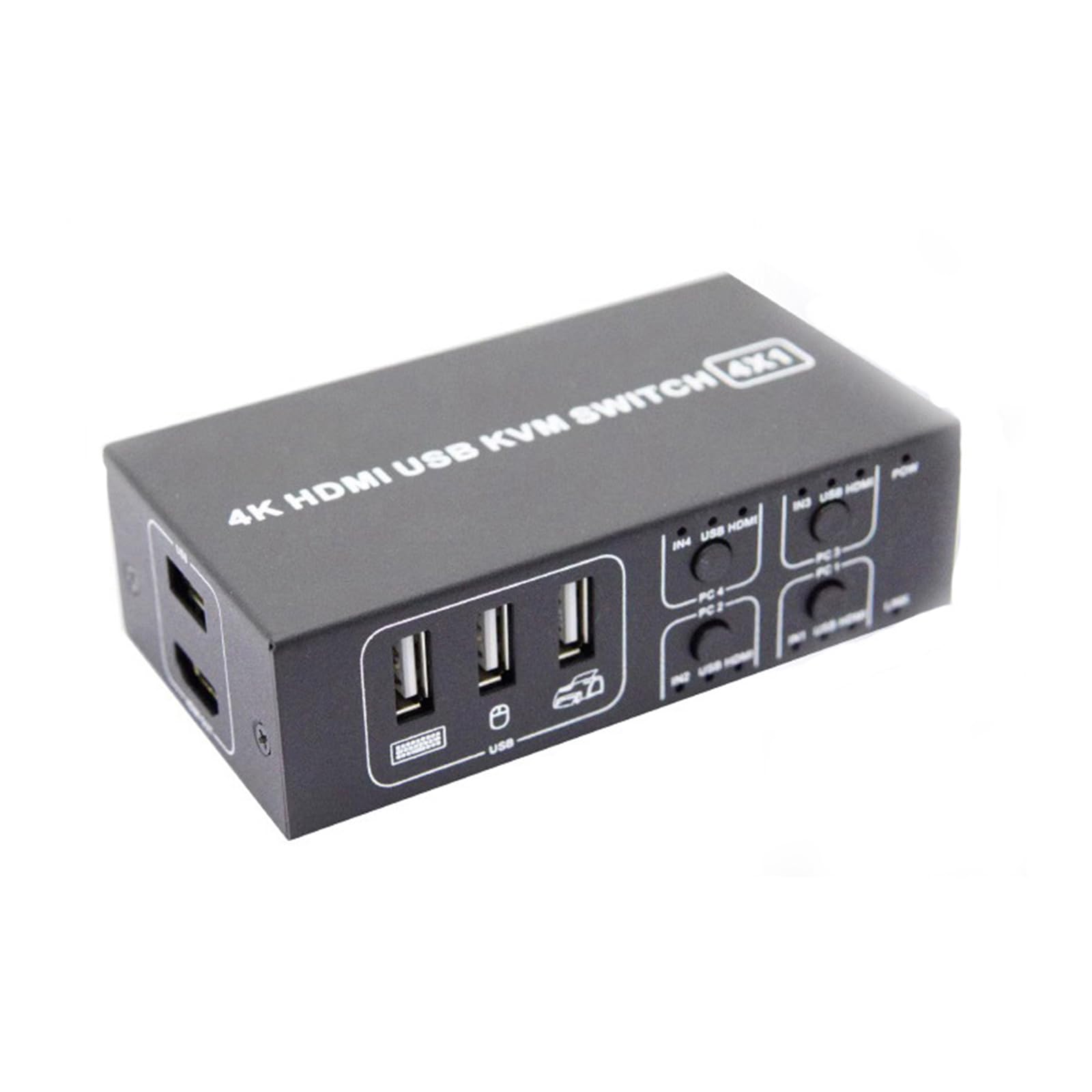 WELLDOER Switches Box 4 In 1Out 4 Input Switcher Box Liefert AndAudio Übertragung 3USB Port