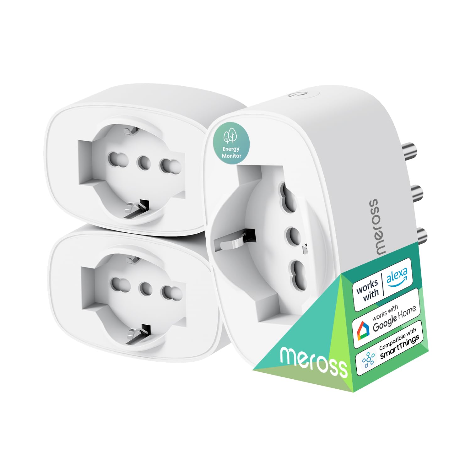 Meross Italienische Smart-Steckdose, WiFi-Steckdose (Type C, F, L) mit Verbrauchsüberwachung, intelligente Steckdose 16 A, kompatibel mit Alexa, Google Home und SmartThings, Sprach- und Fernbedienung,