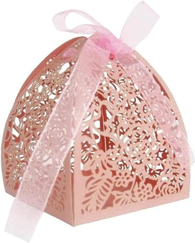 Box für Geschenke, Süßigkeiten-Box, Geschenkbox, Pralinenschachtel, Rose, Hochzeitsbevorzugung, Bonbonschachtel mit Bändern for Hochzeitsgeschenke und Geschenke, Partydekorationen, 50 Stück, gutes Ges