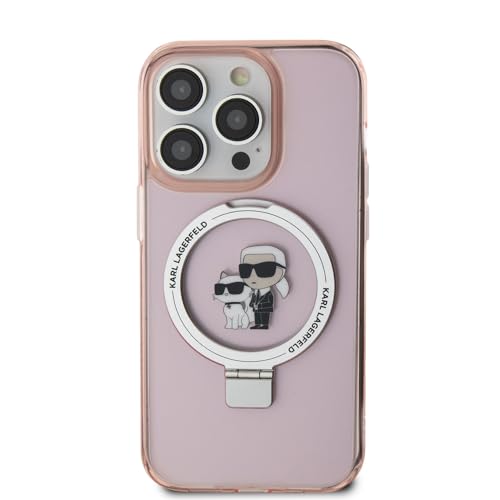 CG MOBILE Karl Lagerfeld Magfit Ringstand Hülle für iPhone 15 Pro (Pink)