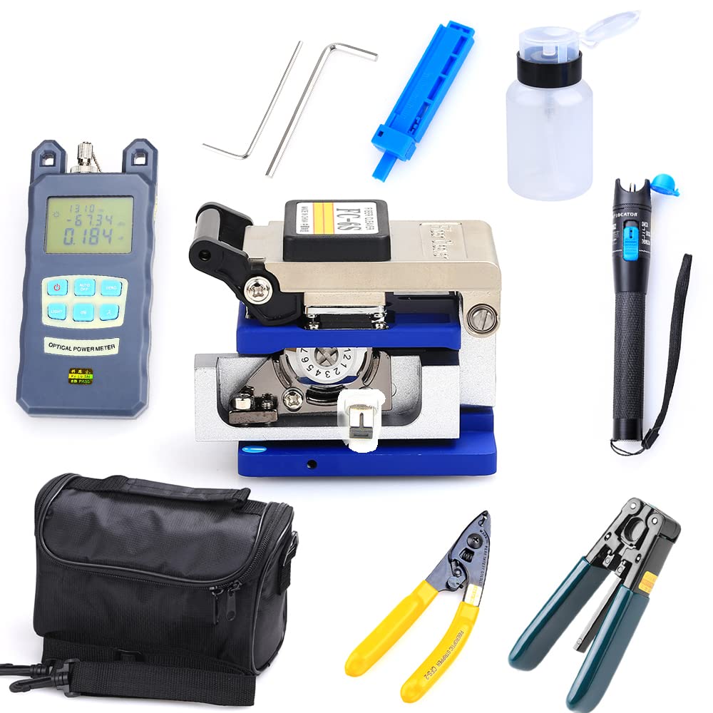 Glasfaser Werkzeug Kit Splicing Splice Glasfaser Stripping Tool Kit Glasfaserkabel FTTH Tool Geeignet für die Wartung von Telekommunikationsanlagen CCTV-Anlagen Integrierte Kabelbausysteme usw