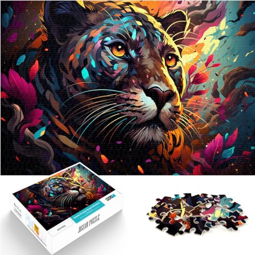 Puzzlespiel, farbenfroher Psychedelischer Dschungel-Gepard, 1000 Teile, Premium-Puzzle, Wanddekoration, einzigartige Geburtstags, 1000 Teile (50 x 75 cm)