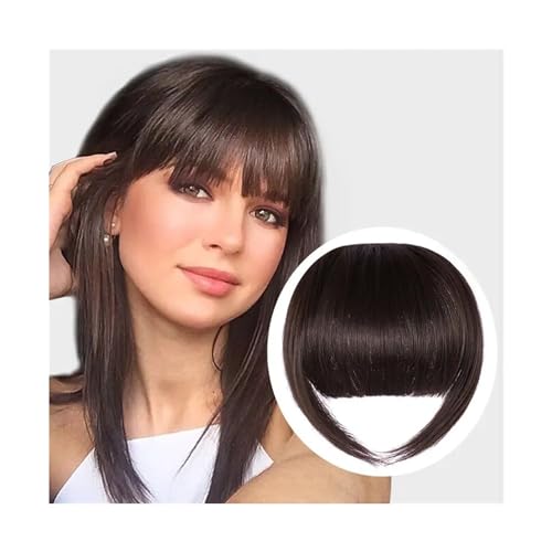 Pony Extension für Damen Pony-Haarspange in Haarverlängerungen, französisches Pony-Haar, künstlicher Pony mit Temp, natürliche Perücken, Pony-Clip for Frauen, tägliches Tragen Fringe Bangs(DMLH-33)