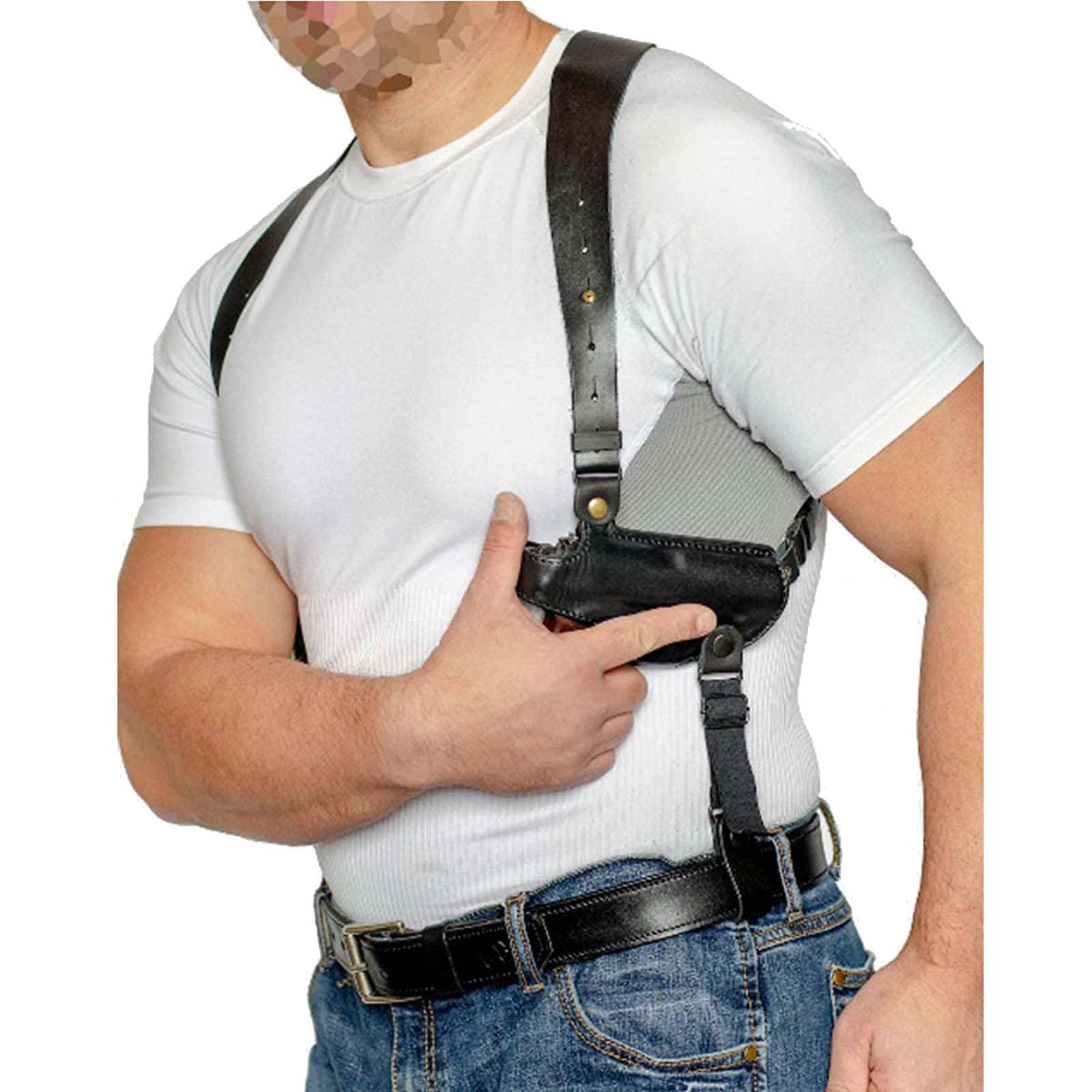 MDFCZXP Mittelalterlicher Pistolenhalter aus Leder, Gothic Harness Gürtel Pistolenholster mit Patronenmagazintasche,Schwarz,20cm